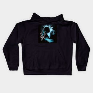 Native American Woman Silhouette Kids Hoodie